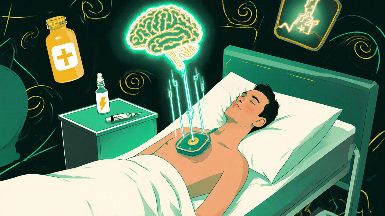 Hospital scene showing breathing pacemaker and emerging dual antidote concept.