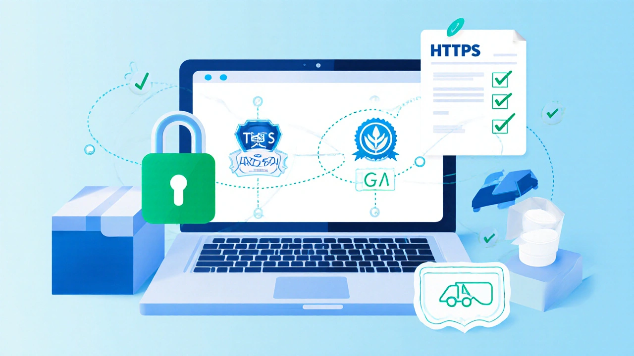 Illustration of secure online pharmacy icons with TGA and ABN symbols.