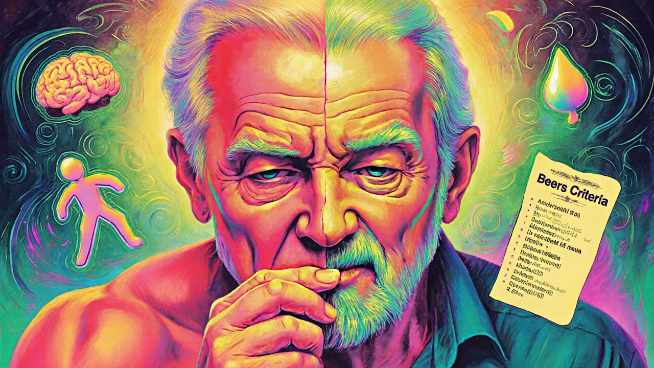 A split portrait of a person at 30 and 80, with medical warning symbols glowing around the older side.