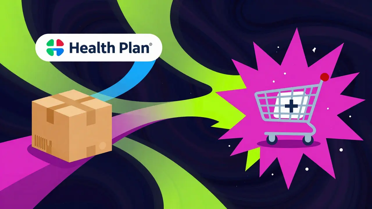 Abstract colorful illustration contrasting a seamless pharmacy network with a disconnected one.